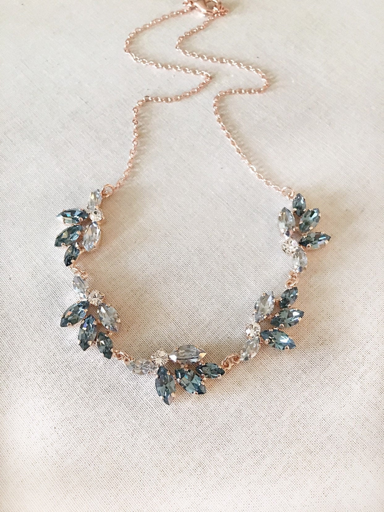 Something Blue Weddings Pale Blue Swarovski Crystal Necklace by Chic Maddies