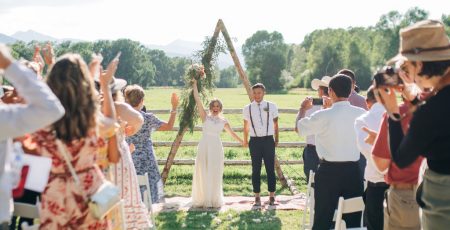 Something Blue Weddings Outdoor Ceremony Photo by Thistle and Pine Photography Boho Wedding Ceremony