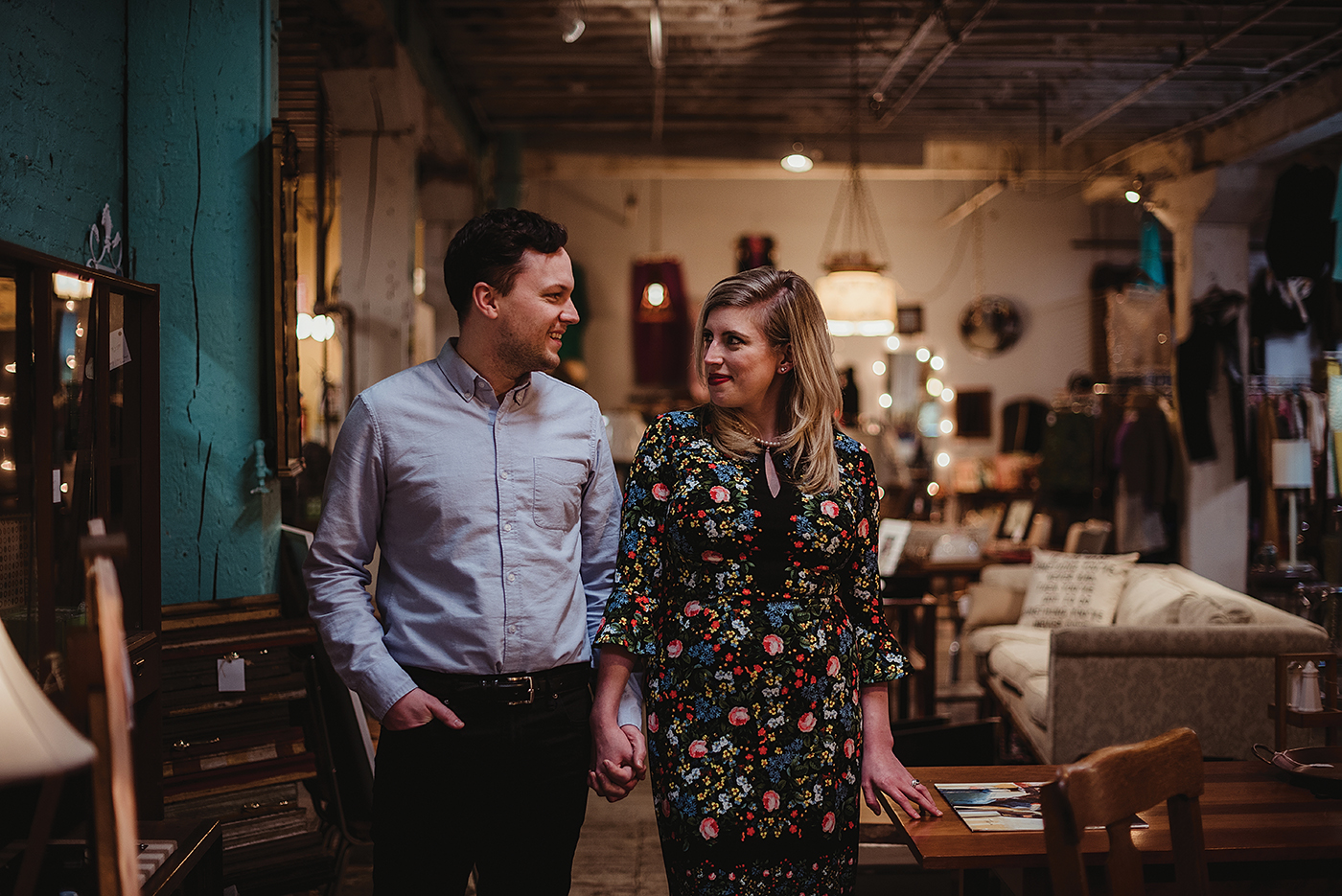 cool downtown vintage inspired engagement session