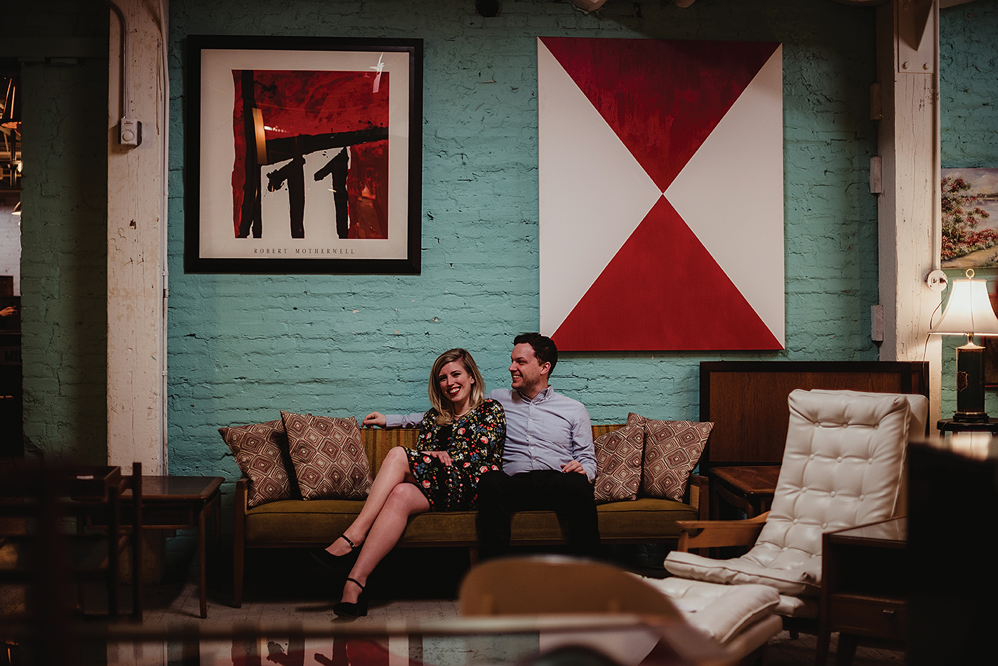 cool downtown vintage inspired engagement session