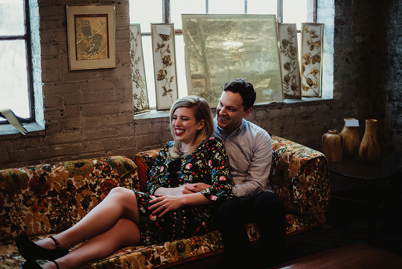 cool downtown vintage inspired engagement session