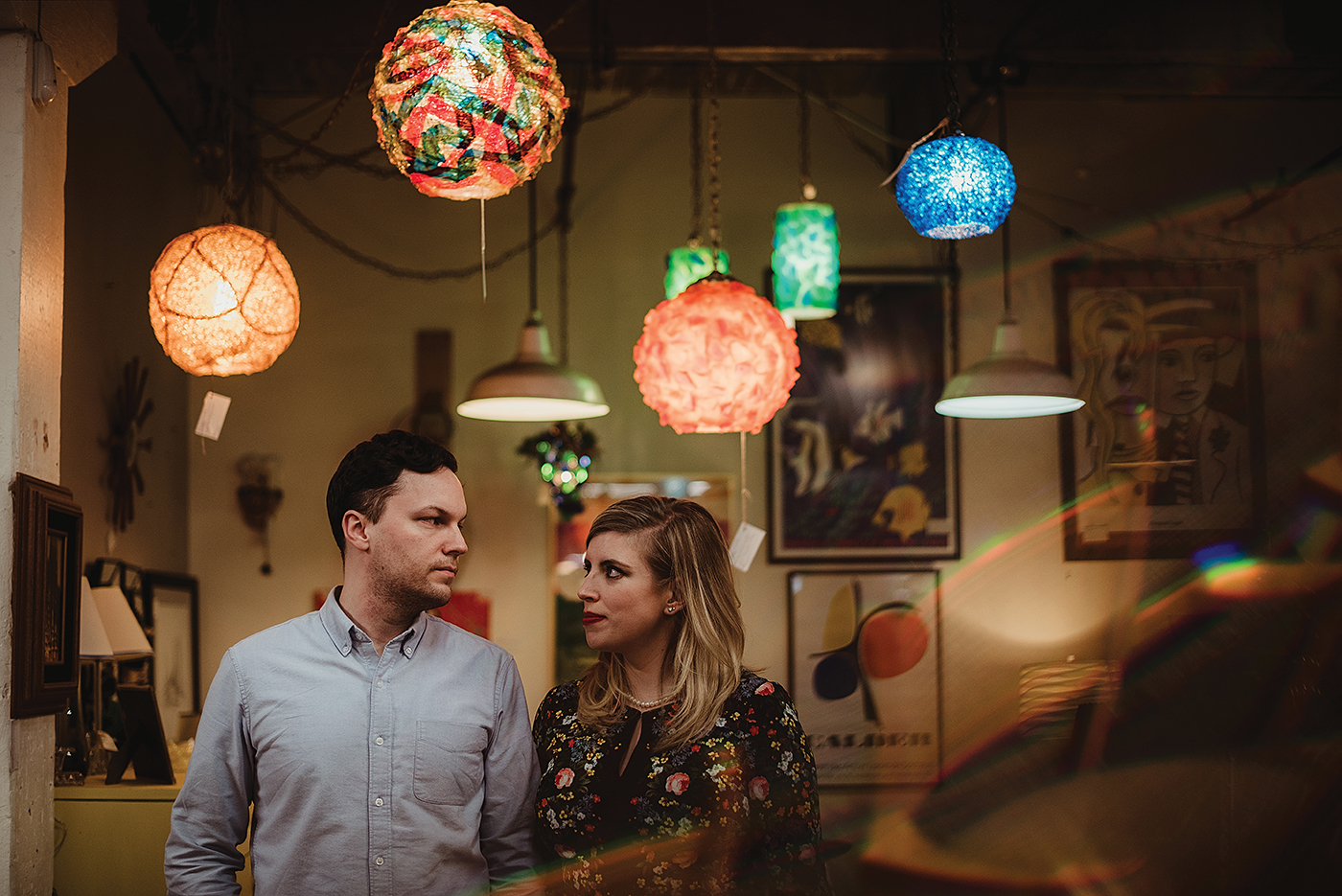 cool downtown vintage inspired engagement session