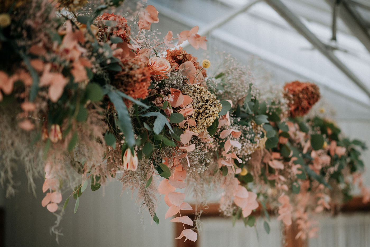 spring greenhouse styled wedding shoot