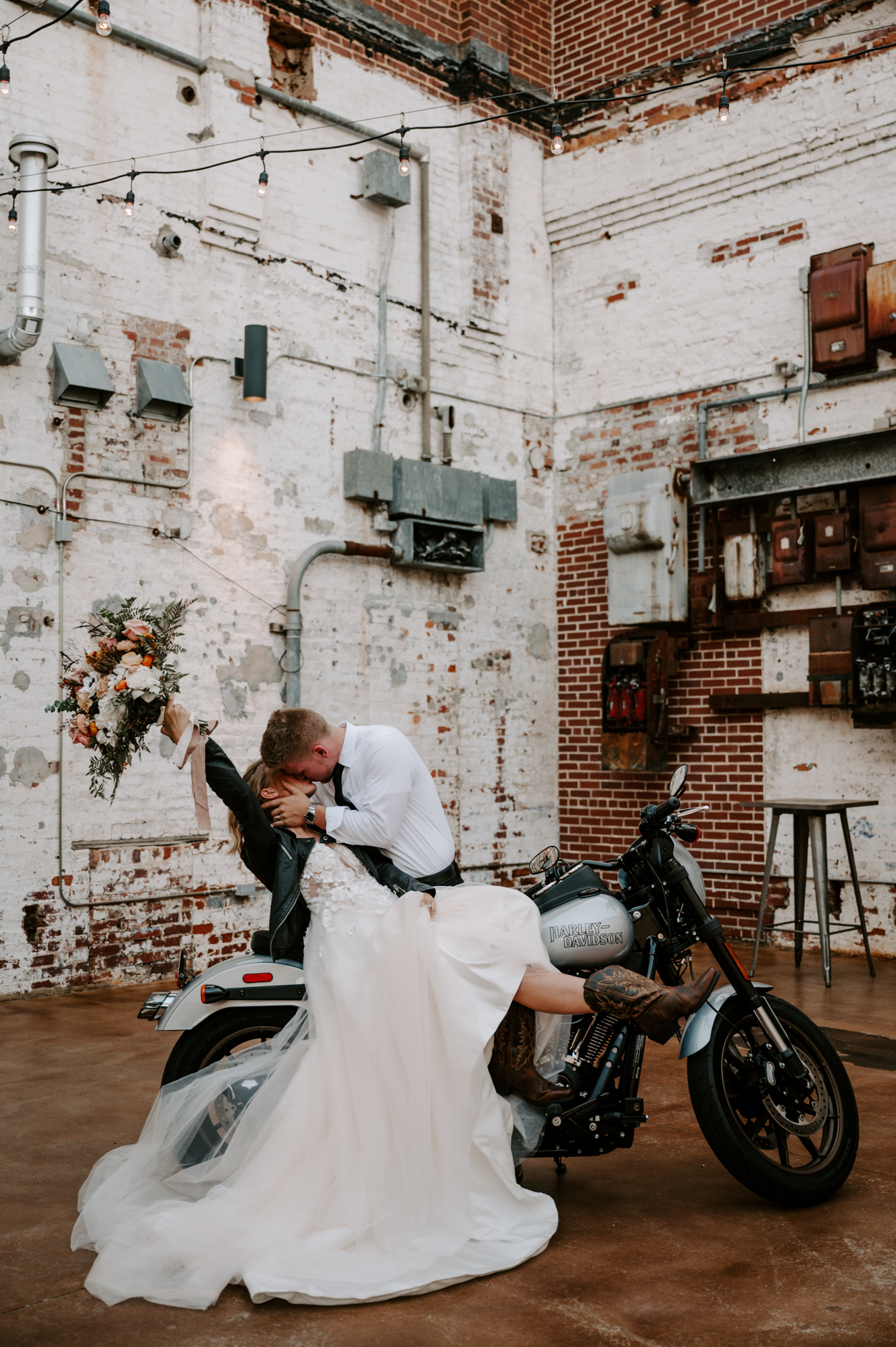 An Urban Edgy Biker Styled Wedding Shoot at The Engine Room Georgia Megan Kuhn Photography Something Blue Weddings
