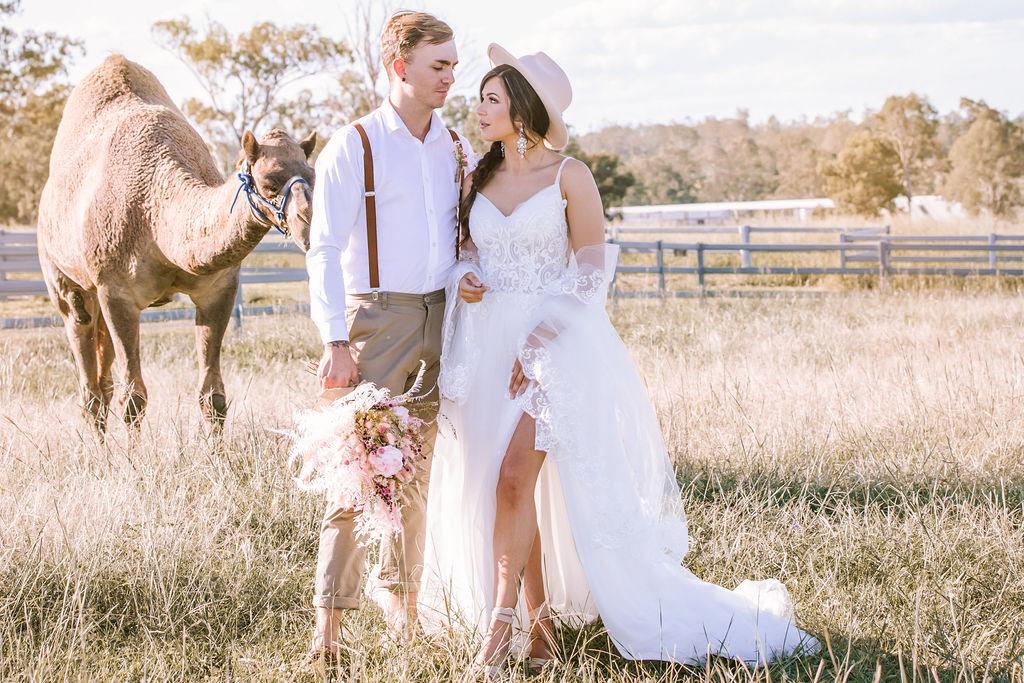 Summerland Camel Farm Queensland Australia Styled Wedding Shoot Magic Moments by Michele Something Blue Weddings