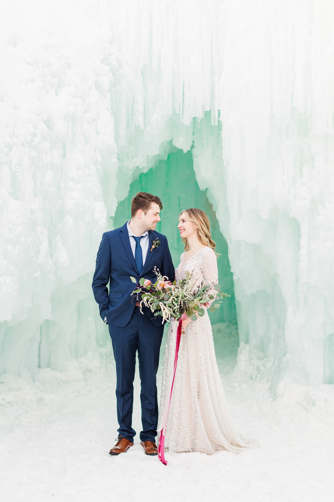 Lake Geneva Ice Castles Winter Wedding Elopement