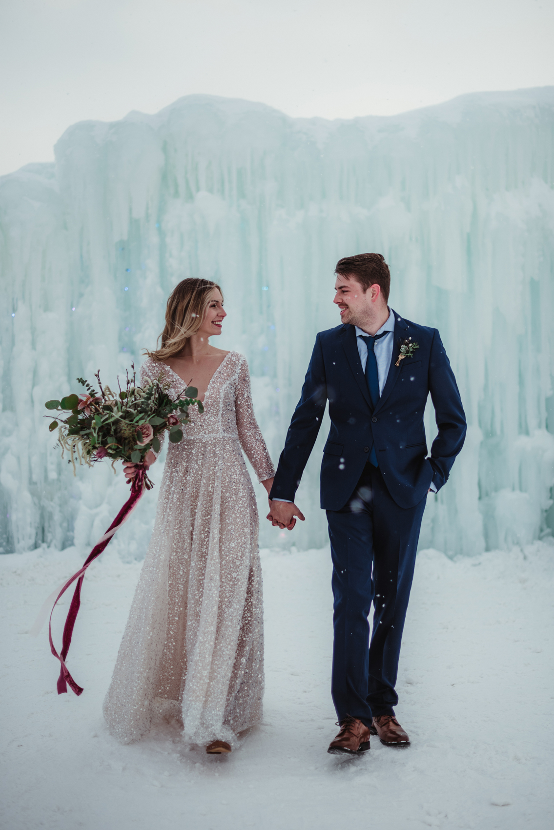 Lake Geneva Ice Castles Winter Wedding Elopement
